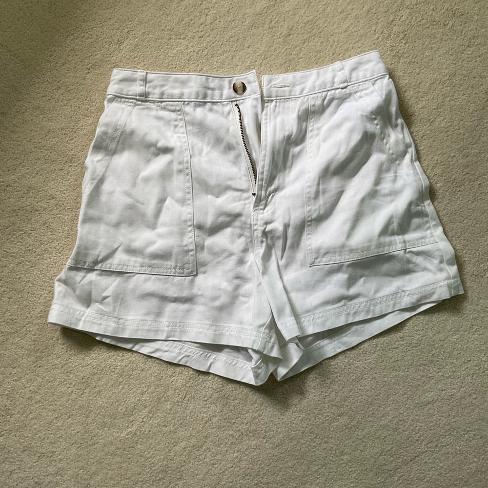 White soft denim shorts high rise